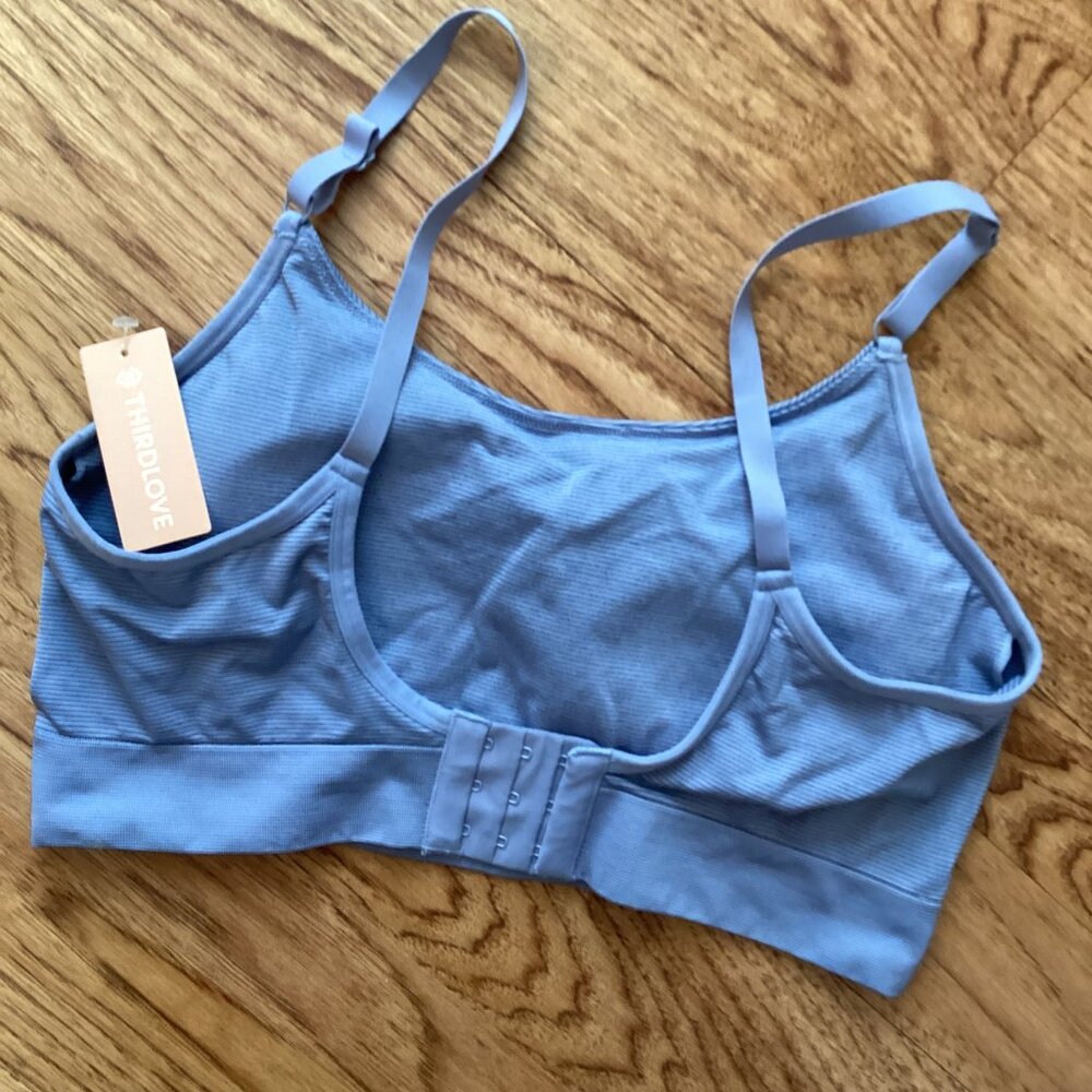NWT Thirdlove Lightly Padded Seamless Wireless Bra XL in BLUE Adjustable Straps - Picture 2 of 2